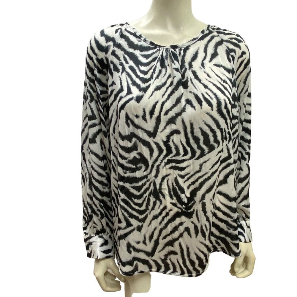 OPHELIA ROE LONG SLEEVE ZEBRA PRINT KEYHOLE BACK  1X‎ NWT